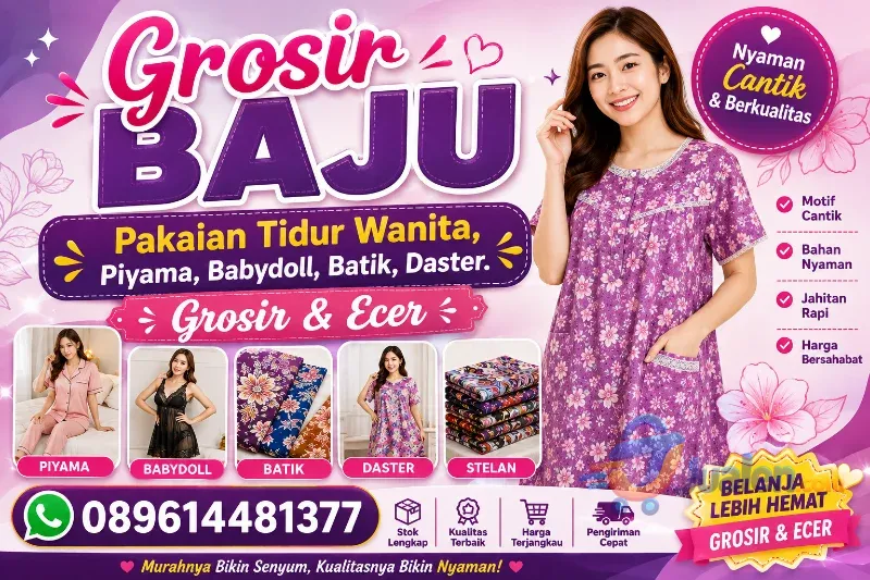 Supplier Baju Tidur Grosir Ecer Termurah dan Pakaian Wanita Semarang